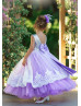 Silver Sequin Purple Tulle V Back Twirl Flower Girl Dress